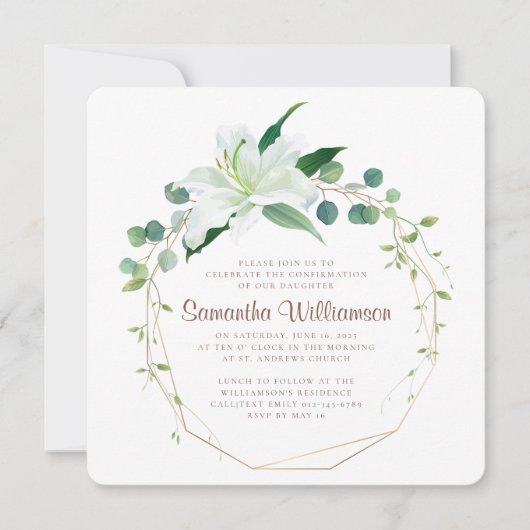 Bevestiging Geometrische en moderne witte flora Kaart (Voorkant)