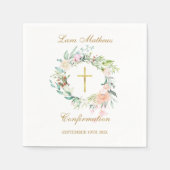 Bevestiging Gouden Kruis Bloemenslingers  Servet (Voorkant)