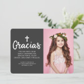 Bevestiging Gracias Aangepaste foto kruisje Bedankkaart (Staand voorkant)