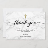Bevestiging grijs marmer Gold-kruis personaliseren Bedankkaart (Voorkant)