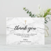 Bevestiging grijs marmer Gold-kruis personaliseren Bedankkaart (Staand voorkant)