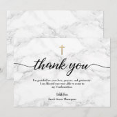 Bevestiging grijs marmer Gold-kruis personaliseren Bedankkaart (Voorkant / Achterkant)
