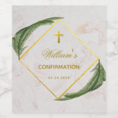 Bevestiging Groen Faux Goud Marmer Varen Bladeren Wijn Etiket (Enkel label)