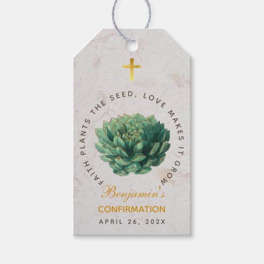 Bevestiging groen Succulent Faith Planten het zaad Cadeaulabel (Voorkant)