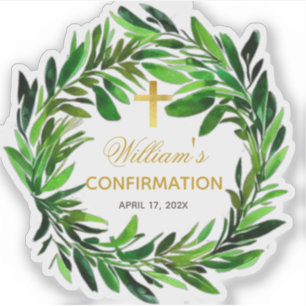 Bevestiging Groene krans Faux gouden folie kruis Sticker