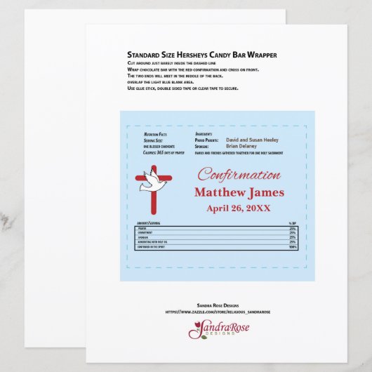 Bevestiging Hershey Snoep Bar Wrapper Rode Kruis (Voorkant / Achterkant)