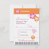 Bevestiging instapkaart Hawaii Wedding RSVP Kaartje (Voorkant)