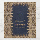 Bevestiging Jongen Navy Blauw Goud Elegant Wijn Etiket (Enkel label)