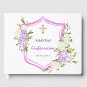 Bevestiging kam roze paarse bloemen meisje gastenboek (Voorkant)