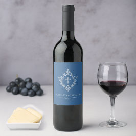 Bevestiging Klassieke Blauwe Jongen Kruis Vintage Wijn Etiket