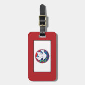 Bevestiging Kleurrijke Duif op Rode Achtergrond Bagagelabel (Voorkant verticaal)