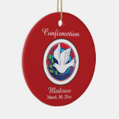 Bevestiging Kleurrijke Duif op Rode Achtergrond Keramisch Ornament (Rechts)