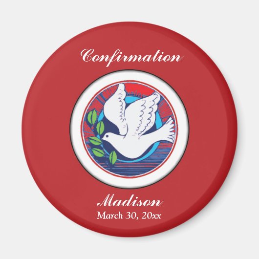 Bevestiging Kleurrijke Duif op Rode Achtergrond Magneet (Voorkant)