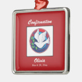 Bevestiging Kleurrijke Duif op Rode Achtergrond Metalen Ornament (Links)