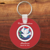 Bevestiging, kleurrijke duif, ronde Sleutelhanger (Voorkant)