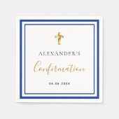 Bevestiging koninklijk blauw, blanke jongen servet (Voorkant)