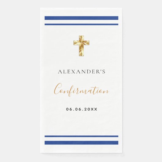 Bevestiging koninklijk blauw, blanke jongen servet (Voorkant)