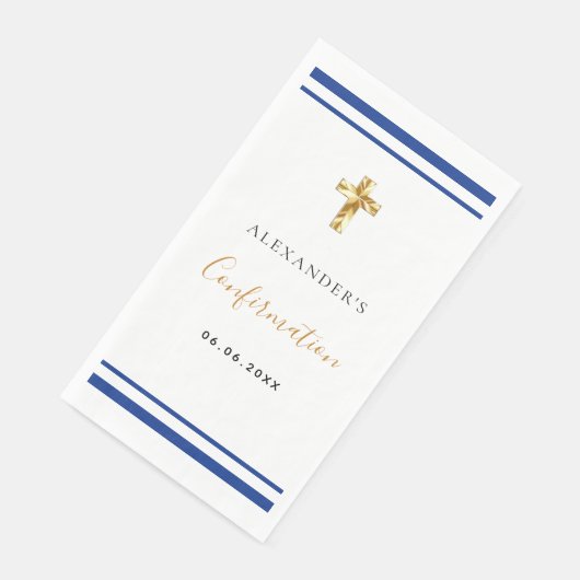 Bevestiging koninklijk blauw, blanke jongen servet (Hoek)