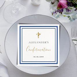 Bevestiging koninklijk blauw, blanke jongen servet