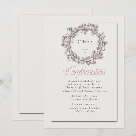 Bevestiging krans religieuze uitnodiging (Voorkant / Achterkant)