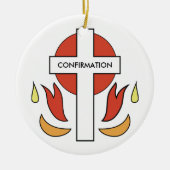 Bevestiging Kruis en ontvlammen Keramisch Ornament (Voorkant)