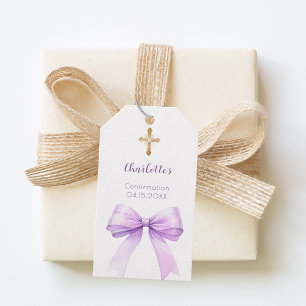 Bevestiging lavendel lint kruis meisje DIY Cadeaulabel