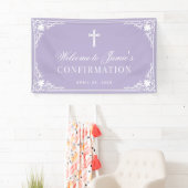 Bevestiging Lavendel Witte Calligrafie Vintage Spandoek (Insitu)