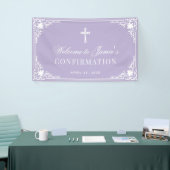 Bevestiging Lavendel Witte Calligrafie Vintage Spandoek (Beurs)