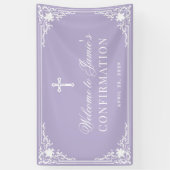 Bevestiging Lavendel Witte Calligrafie Vintage Spandoek (Verticaal)