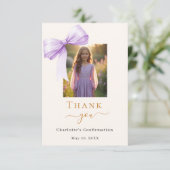 Bevestiging lavendelboog fotocrème bedankkaart (Staand voorkant)