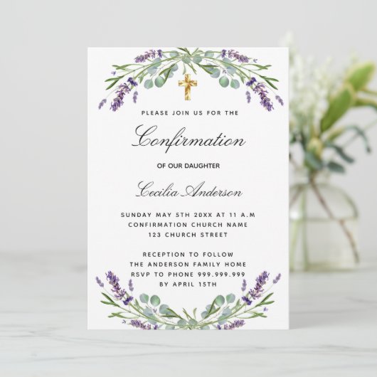 Bevestiging lavender eucalyptus violet meel kaart (Staand voorkant)