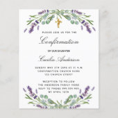 Bevestiging lavender floral budget uitnodiging flyer (Voorkant)