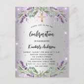 Bevestiging lavender Silver Violet sparkles girl Uitnodiging Briefkaart (Voorkant)