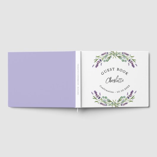 Bevestiging lavender violet florals eucalyptus gastenboek (Volledig)