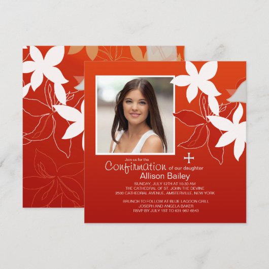 Bevestiging Lily Religieuze Fotouitnodiging Kaart (Voorkant / Achterkant)