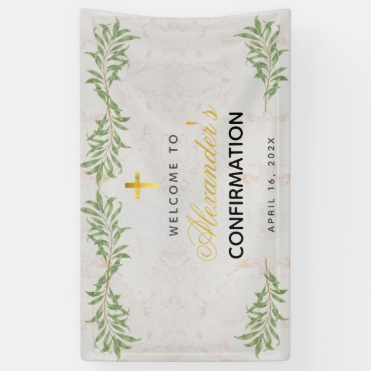 Bevestiging Marble Greenery Kalligrafie Welkom Spandoek (Verticaal)