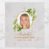 Bevestiging Meisje Foto Marmer Goud Wit Lelies Wijn Etiket (Enkel label)