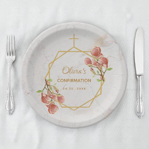 Bevestiging Meisje Marmer Roze Magnolia Geometrisc Papieren Bordje