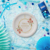 Bevestiging Meisje Marmer Roze Magnolia Geometrisc Papieren Bordje (Feest)