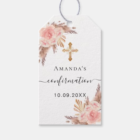 Bevestiging meisje pampas gras blush Dank je Cadeaulabel (Voorkant)