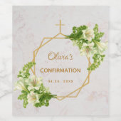 Bevestiging Meisje Wit Lelies Marmer Goud Bloemen Wijn Etiket (Enkel label)