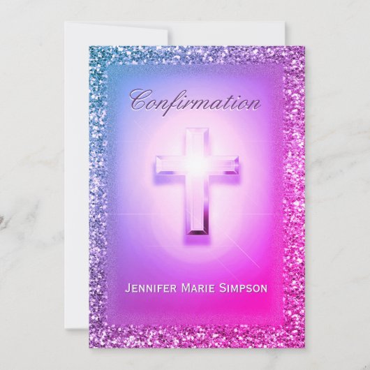 Bevestiging met gloeiend kruis in regenboogkleuren kaart (Voorkant)