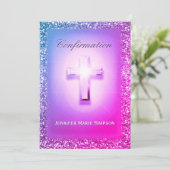 Bevestiging met gloeiend kruis in regenboogkleuren kaart (Staand voorkant)