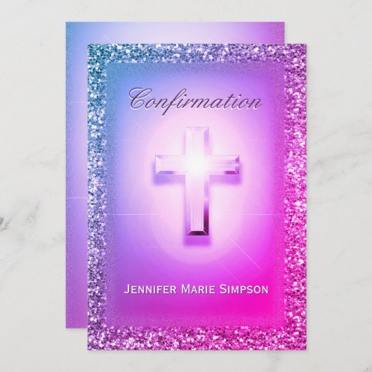 Bevestiging met gloeiend kruis in regenboogkleuren kaart (Voorkant / Achterkant)