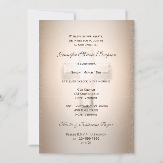 Bevestiging met gloeiend kruisje kaart (Voorkant)