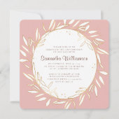 Bevestiging Moderne Gouden Foliage op Roze Kaart (Voorkant)