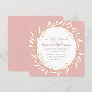 Bevestiging Moderne Gouden Foliage op Roze Kaart
