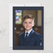 Bevestiging Navy Blue Gold Photo Boy Kaart (Achterkant)