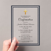 Bevestiging Navy Blue White Minimalist Boy Acryl Uitnodigingen (Insitu (Draagbaar))