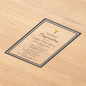 Bevestiging Navy Blue White Minimalist Boy Acryl Uitnodigingen (Laagn)